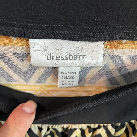 Dress Barn Top Blouse Woman Size 18/20 Stretch Short 3/4 Sleeve Black & Gold - Picture 6 of 11